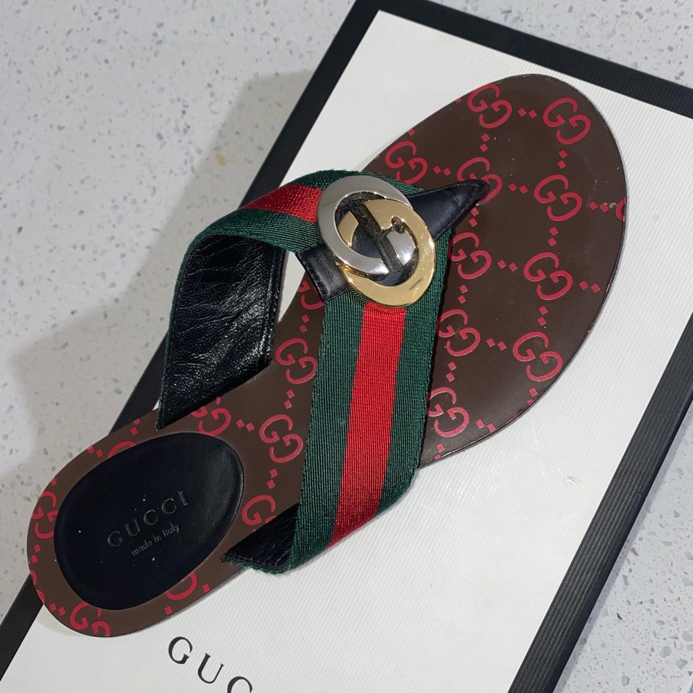 Gucci kika canvas thongs sandals - Picture 2 of 6